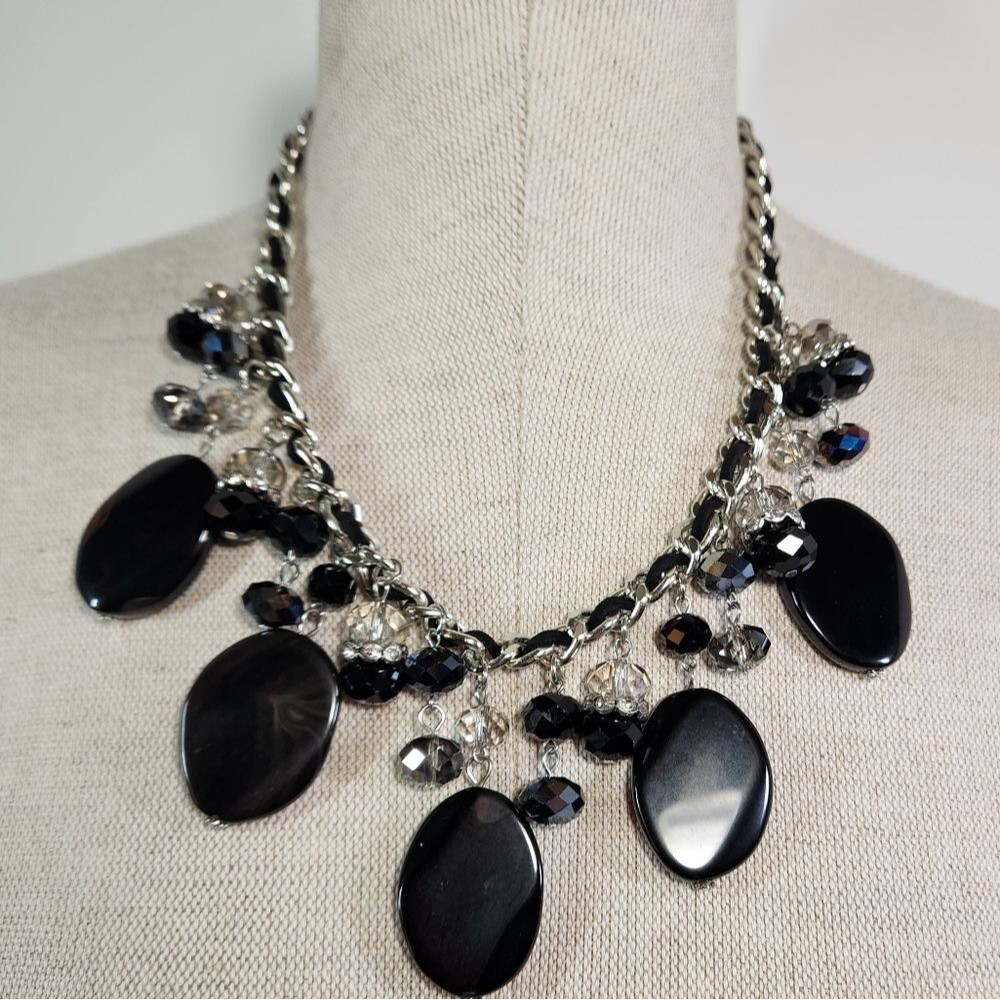 VENUS Chunky Black Statement Necklace and Earring Set New Unused